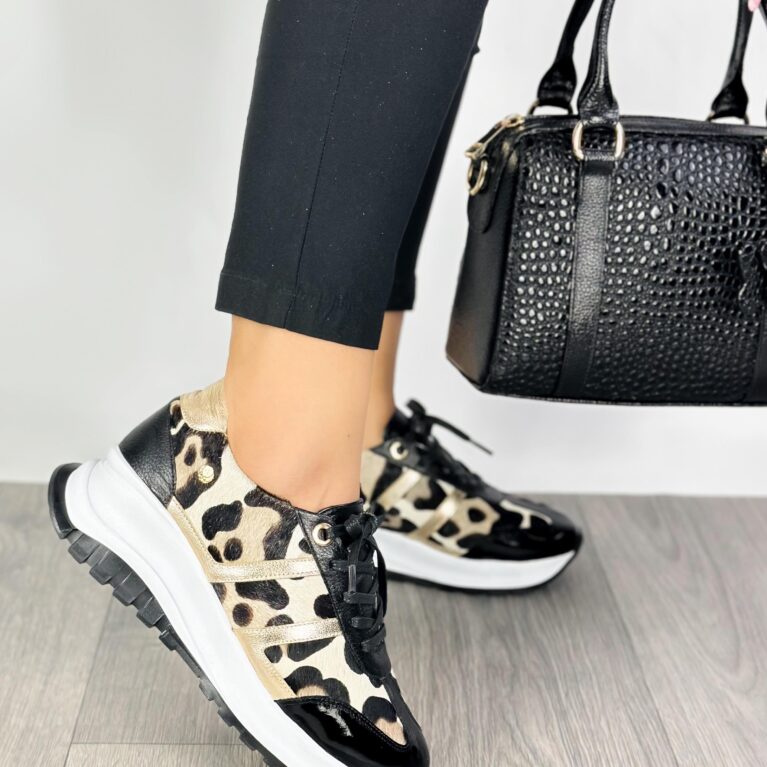 Tenis Negro print x Oro (T-463)