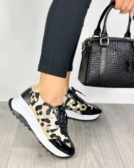 Tenis Negro print x Oro (T-463)