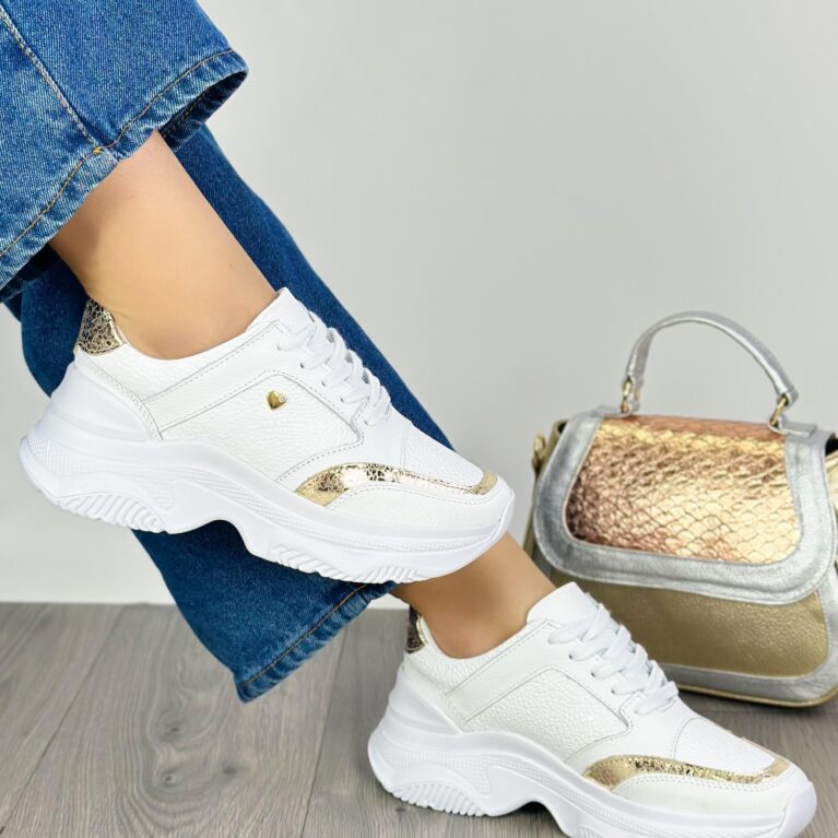 Tenis blanco con dorado Vaporiano (689)