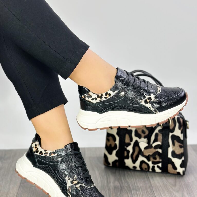 Tenis Negro Print suela gaviota (687)