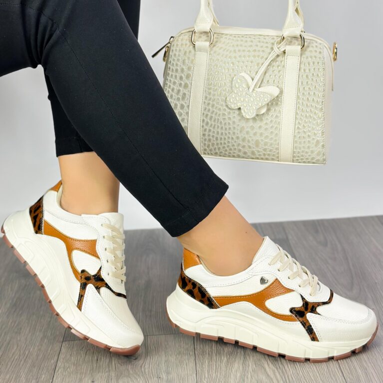Tenis talco miel print suela Gaviota (687)