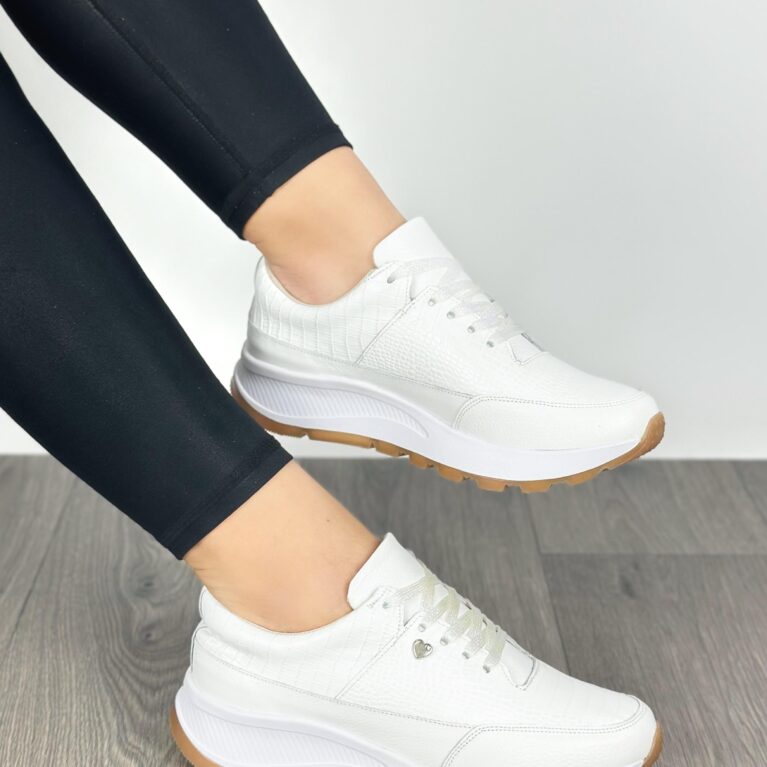 Tenis Blanco grabado forrado en Badana (DP08)