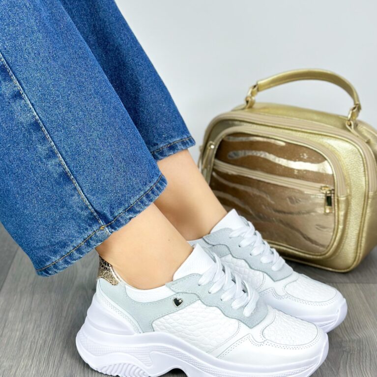 Tenis Blanco con Carnaza gris claro (709)