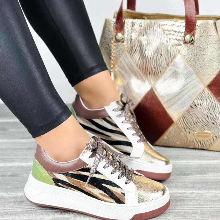 Tenis Cebra con Dorado x Verde (DP95)