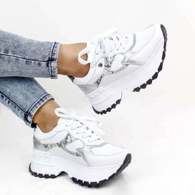 Tenis Blanco x Plateado Valentina (687)