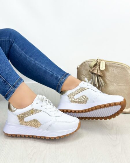 Tenis Blanco x Dorado suela Michel (681)