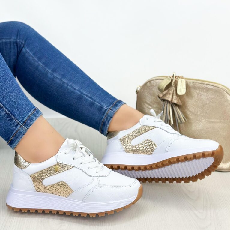 Tenis Blanco x Dorado suela Michel (681)