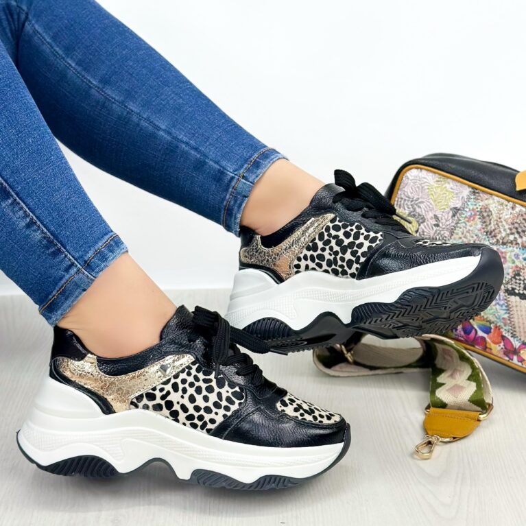 Tenis Negro Dorado x Print (709)