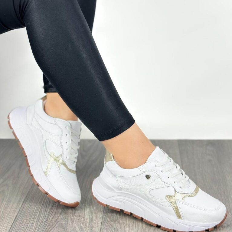 Tenis Blanco Dorado suela gaviota (687)