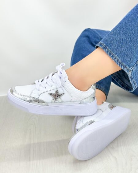 Tenis Blanco x Plateado Folia (695)