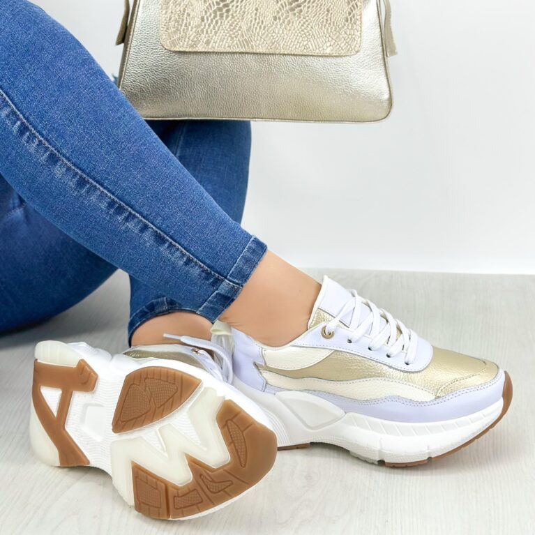 Tenis Blanco x Dorado (604)