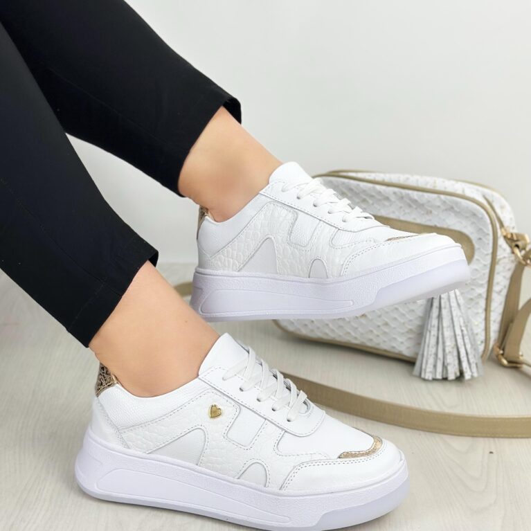 Tenis Blanco con Dorado suela Zoé (707)