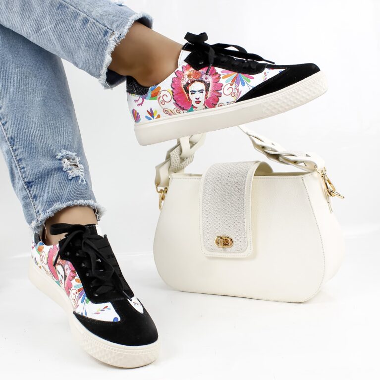 Tenis Frida Blanco x Negro