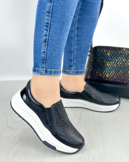 Tenis sin cordones Negro x Charol (DP20)