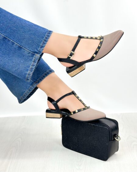 Tacón Madera Taupe x Negro (1247)
