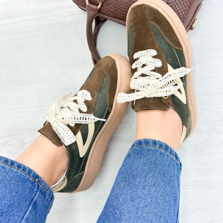 Tenis Carnaza Verde x Cafe (2052)