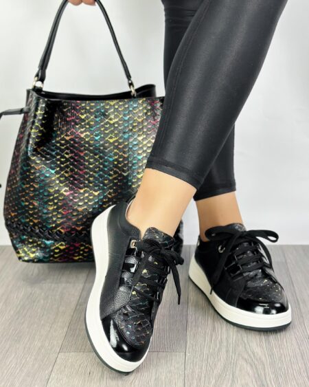 Tenis Combinado Negro x Colores (T-465)