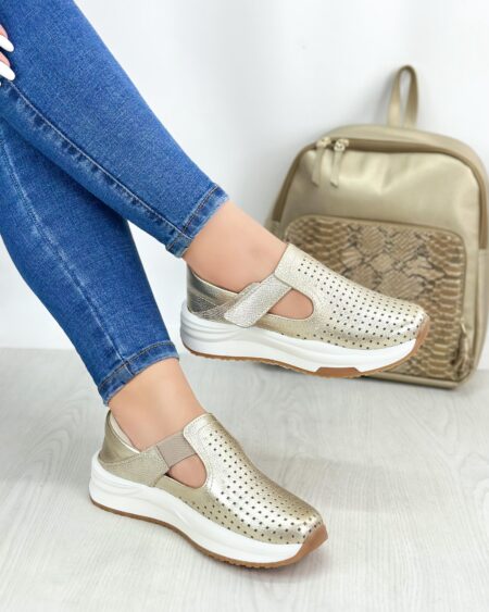 Tenis Velcro Dorado (685)