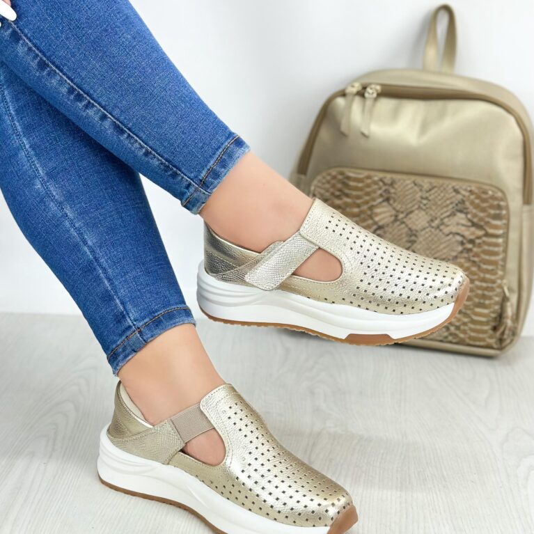 Tenis Velcro Dorado (685)