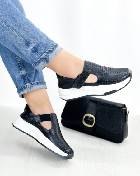 Tenis Velcro Negro (685)