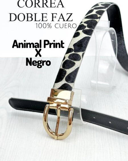Cinturón Doble Animal Print x Negro