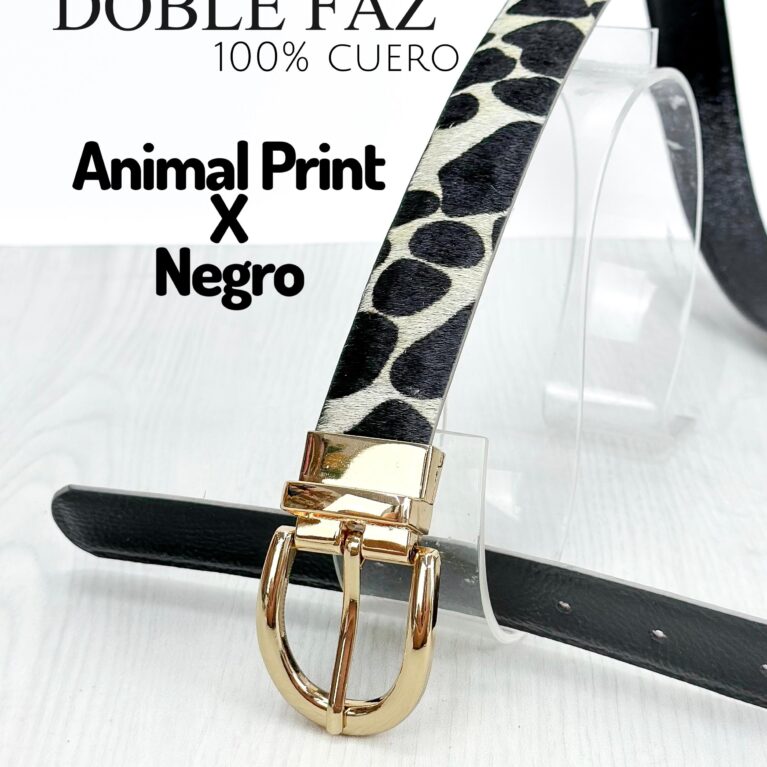 Cinturón Doble Animal Print x Negro