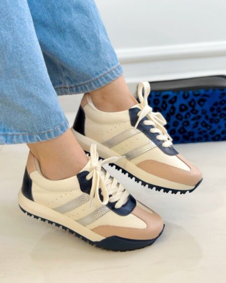 Tenis Combinado Talco Azul x Nude (718)