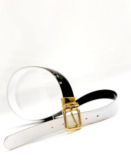 Cinturón Doble Negro Charol x Blanco