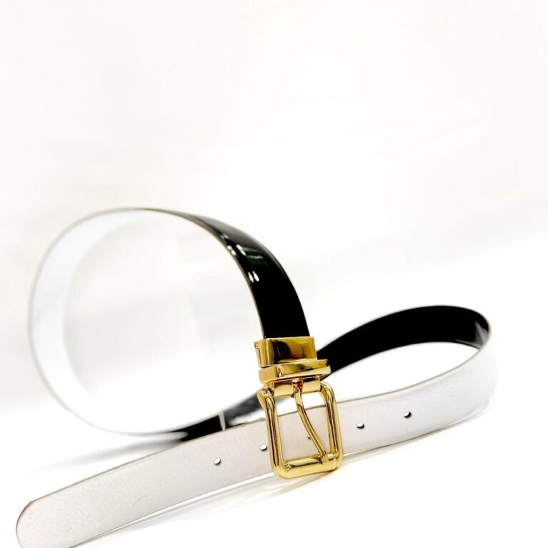 Cinturón Doble Negro Charol x Blanco