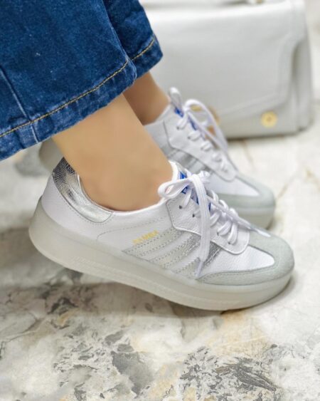 Tenis Gris Blanco x Plata (699 Sambuca)