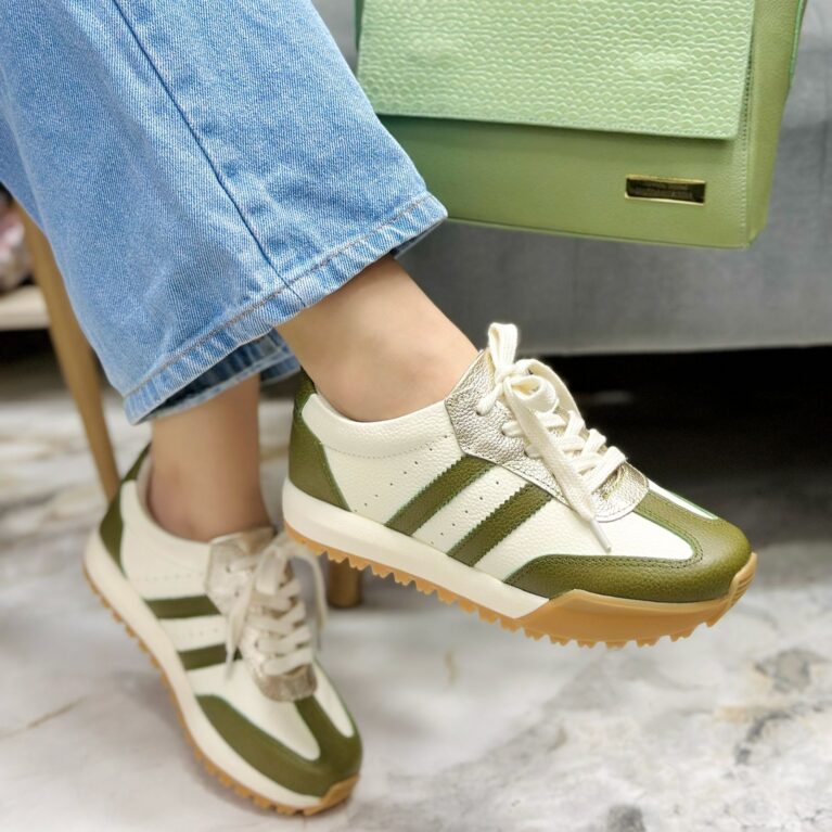 Tenis Combinado Talco x Verde y Dorado suela Kley (718)