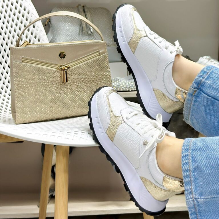 Tenis Blanco x Dorado suela Eva (720)