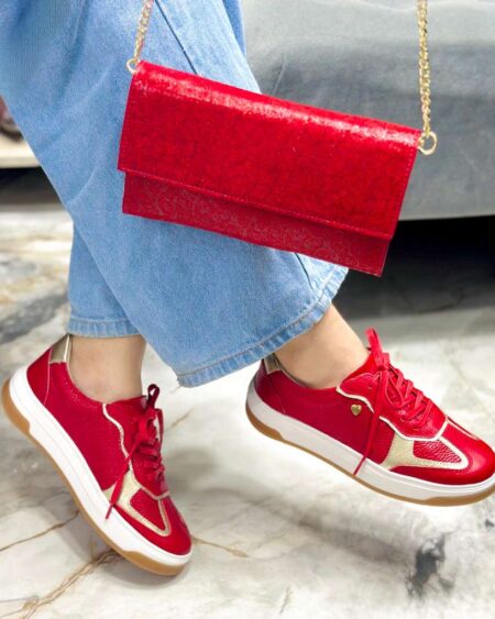 Tenis Rojo x Dorado (717)