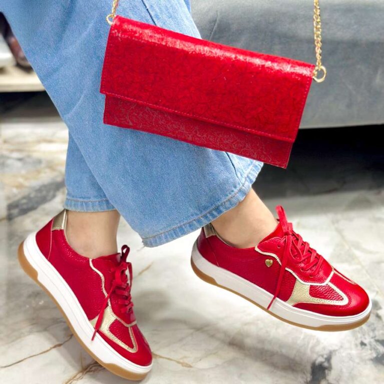 Tenis Rojo x Dorado (717)