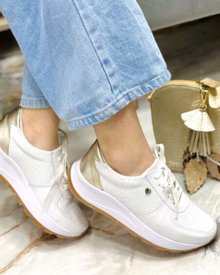 Tenis Blanco x Dorado (678)
