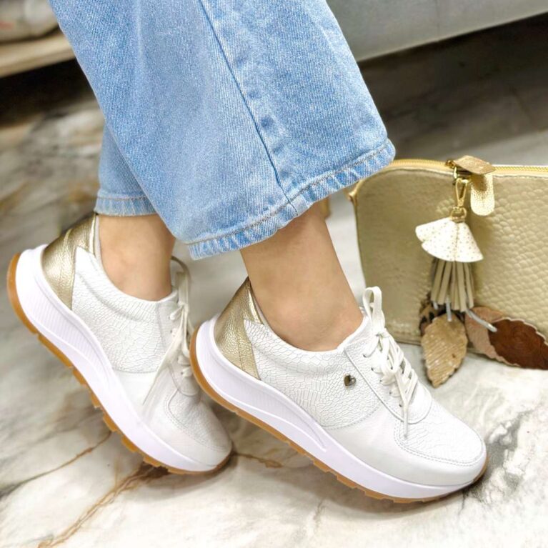 Tenis Blanco x Dorado (678)