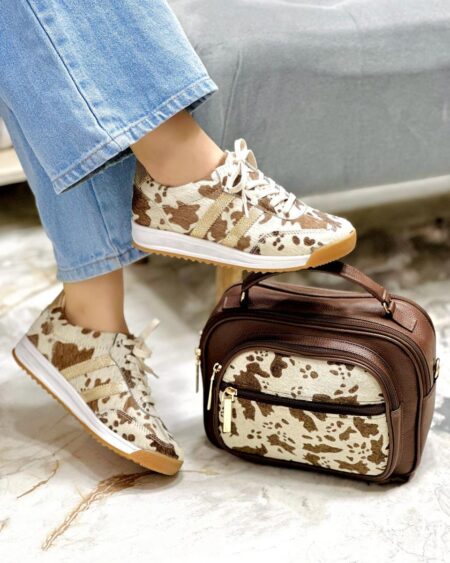 Tenis Print Crema x Dorado (718-SL72)