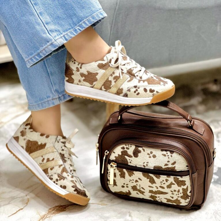 Tenis Print Crema x Dorado (718-SL72)