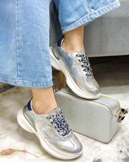 Tenis Plata x Azul (5112)