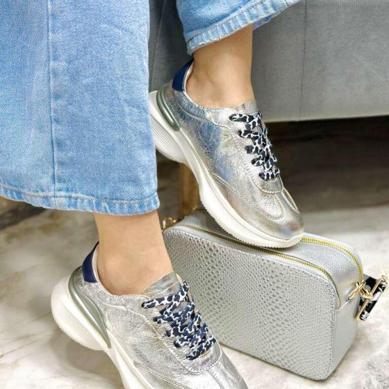 Tenis Plata x Azul (5112)