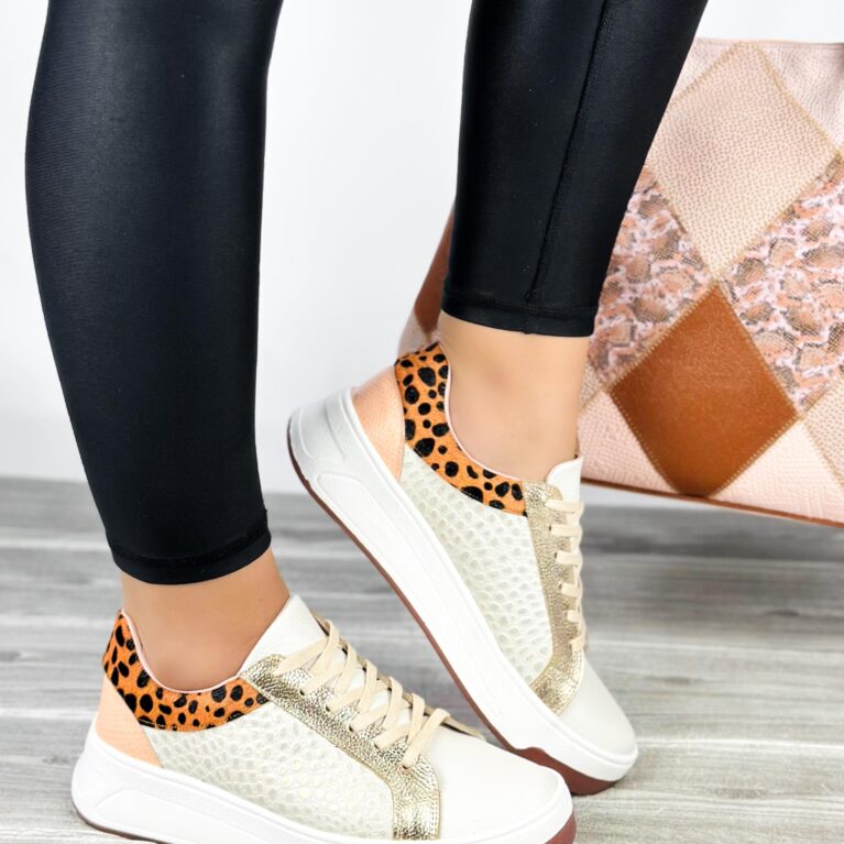 Tenis Talco Dorado x Print Naranja (DP95)