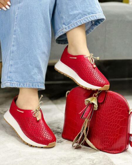 Tenis sin cordones Rojo x Dorado (T-5162)