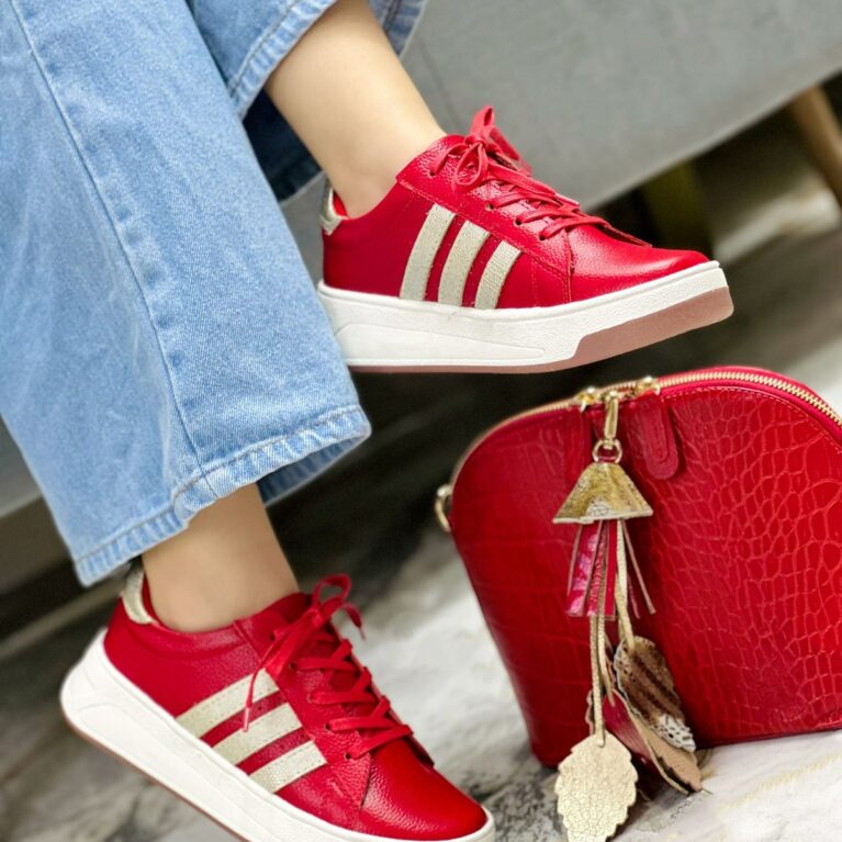 Tenis Rojo x Dorado (675)