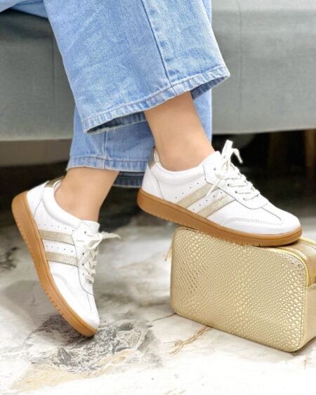 Tenis Blanco x Dorado Suela Aloo (718)
