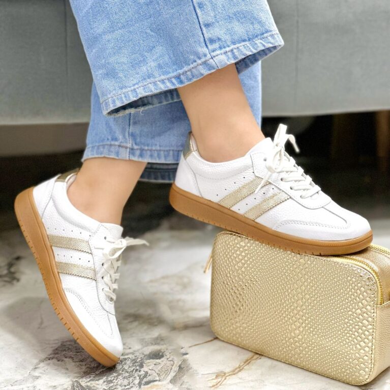 Tenis Blanco x Dorado Suela Aloo (718)