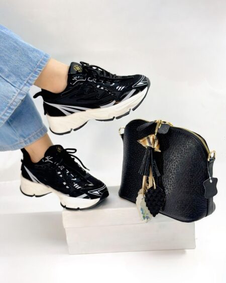 Tenis Negro x Gris Claro Sintetico (T89)