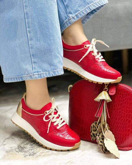 Tenis Rojo x Dorado (5222)