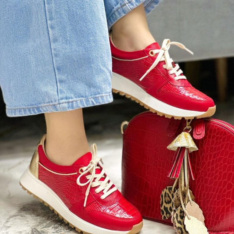 Tenis Rojo x Dorado (5222)