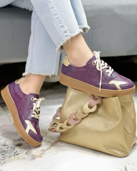 Tenis Morado x Dorado (T2102)