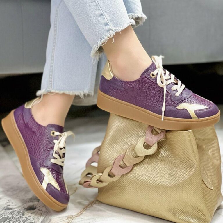 Tenis Morado x Dorado (T2102)